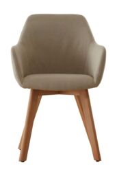 Orsina Stone Fabric Chair With Wood Legs, Backrest Dining Chair, Space-Saving Office Accent Chair with Upholstery in Natural - thumbnail 7
