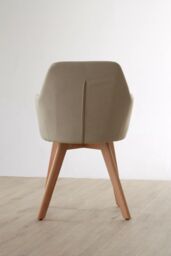 Orsina Stone Fabric Chair With Wood Legs, Backrest Dining Chair, Space-Saving Office Accent Chair with Upholstery in Natural - thumbnail 4