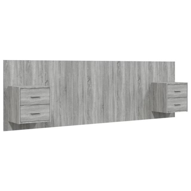 Berkfield Home Bed Headboard with Cabinets Grey Sonoma Engineered Wood - image 1