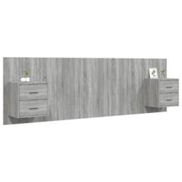 Berkfield Home Bed Headboard with Cabinets Grey Sonoma Engineered Wood - thumbnail 3
