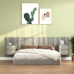 Berkfield Home Bed Headboard with Cabinets Grey Sonoma Engineered Wood - thumbnail 2