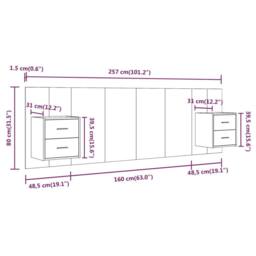 Berkfield Home Bed Headboard with Cabinets Grey Sonoma Engineered Wood - thumbnail 9