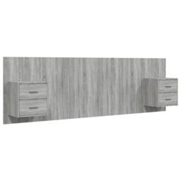 Berkfield Home Bed Headboard with Cabinets Grey Sonoma Engineered Wood - thumbnail 1