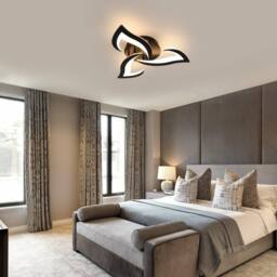 Goeco Ceiling Light LED Living Room 58cm 36W Modern Petal Design Lamps 3000K in Black - thumbnail 3