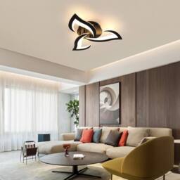 Goeco Ceiling Light LED Living Room 58cm 36W Modern Petal Design Lamps 3000K in Black - thumbnail 4