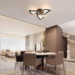 Goeco Ceiling Light LED Living Room 58cm 36W Modern Petal Design Lamps 3000K in Black - thumbnail 2