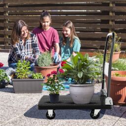 Gymax Folding Push Cart Dolly Platform Hand Truck 360° Swivel Wheels 200KG in Black - thumbnail 4