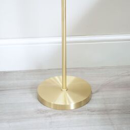 ValueLights Frenchie Pink Tinted Glass Globe Gold Stem Floor Lamp with LED Bulb - thumbnail 3