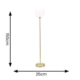 ValueLights Frenchie Pink Tinted Glass Globe Gold Stem Floor Lamp with LED Bulb - thumbnail 6