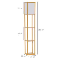 HOMCOM Floor Lamp Reading Lamp with 3-Tier Storage Shelf for Home Office in Yellow - thumbnail 3