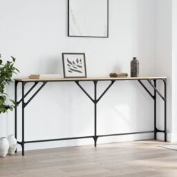 Berkfield Home Console Table Sonoma Oak 180x23x75 cm Engineered Wood in Brown - Size: 180 x 23 x 75 cm - thumbnail 1