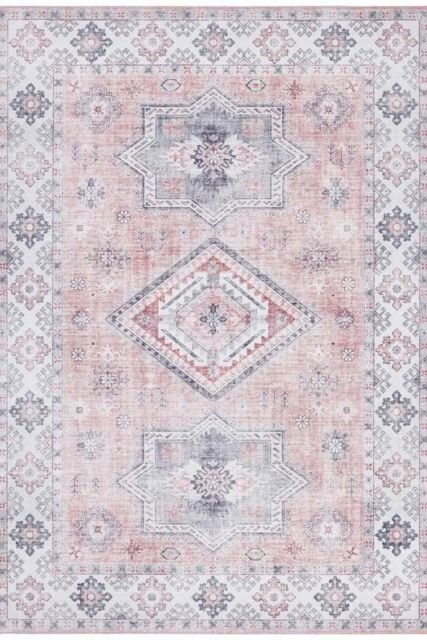 THE RUGS Oriental Gratia Rug Moroccan Inspired Polyester Flatweave 0.5cm in Pink - Size: 120 cm x 160 cm - image 1