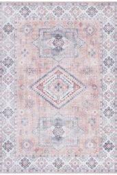 THE RUGS Oriental Gratia Rug Moroccan Inspired Polyester Flatweave 0.5cm in Pink - Size: 120 cm x 160 cm - thumbnail 1