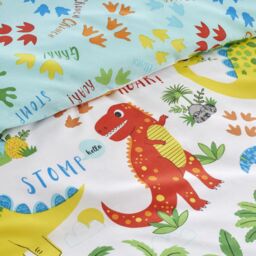 Happy Linen Company Kids Cute Dinky Dinosaurs Reversible Duvet Cover Bedding Set - Size: Toddler - thumbnail 3