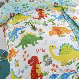 Happy Linen Company Kids Cute Dinky Dinosaurs Reversible Duvet Cover Bedding Set - Size: Toddler - thumbnail 4