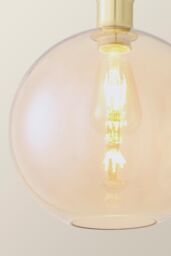 ValueLights Bellamy Amber Glass Globe Brushed Gold Single Ceiling Pendant Light - thumbnail 4