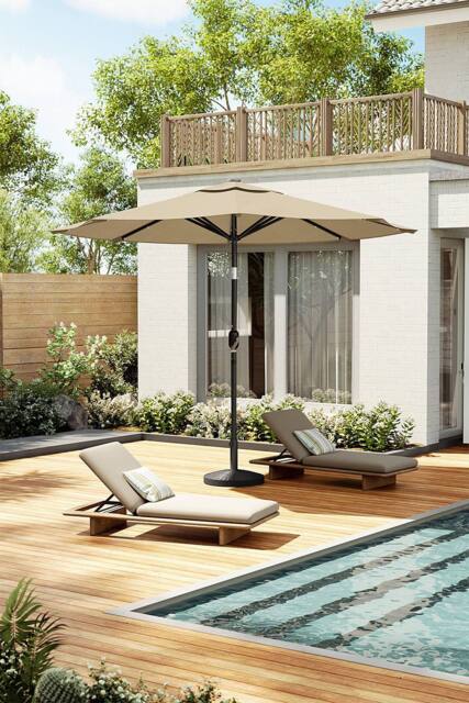 Living and Home Outdoor Solar 24 LED Lights Patio with Crank for Patio Market with Base in Beige