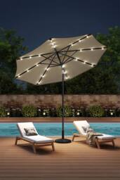 Living and Home Outdoor Solar 24 LED Lights Patio with Crank for Patio Market with Base in Beige - thumbnail 2