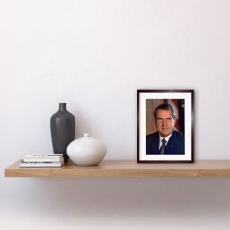 "Artery8 Wall Art Print US President Richard Nixon Portrait Photo Artwork Framed 9X7 Inch in Brown - Size: W7"" x H9""" - thumbnail 2