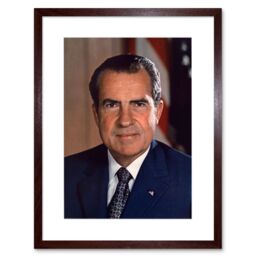 "Artery8 Wall Art Print US President Richard Nixon Portrait Photo Artwork Framed 9X7 Inch in Brown - Size: W7"" x H9""" - thumbnail 1