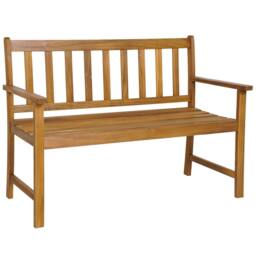 Costway Outdoor Acacia Wood Bench 2-Person Garden Bench Garden Bench w/Armrest in Natural - thumbnail 9
