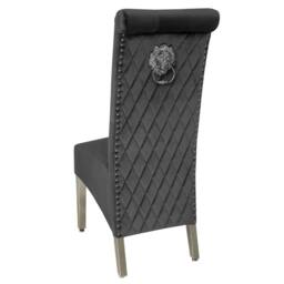 HOME LUXE INTERIOR Pair Of Sofia Dining Chair Lion Knocker Dark Grey - Size: 1 Seater - thumbnail 4