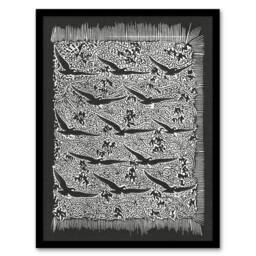 Artery8 Gerrit Willem Dijsselhof Framed Wall Art Flock of Birds With Plant Motif in Black - Size: A4 - thumbnail 1