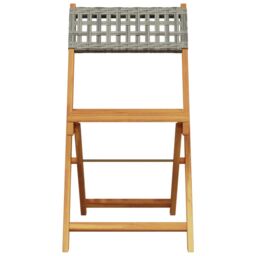Berkfield Home Folding Garden Chairs 6 pcs Grey Poly Rattan & Solid Wood - thumbnail 4