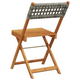 Berkfield Home Folding Garden Chairs 6 pcs Grey Poly Rattan & Solid Wood - thumbnail 6