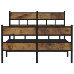 Berkfield Home Metal Bed Frame without Mattress Smoked Oak 120x190 cm Small Double in Brown - thumbnail 4