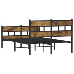 Berkfield Home Metal Bed Frame without Mattress Smoked Oak 120x190 cm Small Double in Brown - thumbnail 6