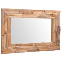 Berkfield Home Decorative Mirror Teak 90x60 cm Rectangular in Brown - thumbnail 2