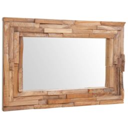 Berkfield Home Decorative Mirror Teak 90x60 cm Rectangular in Brown - thumbnail 4