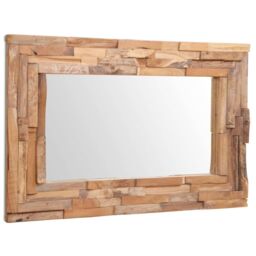 Berkfield Home Decorative Mirror Teak 90x60 cm Rectangular in Brown - thumbnail 3