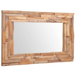 Berkfield Home Decorative Mirror Teak 90x60 cm Rectangular in Brown - thumbnail 5