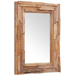 Berkfield Home Decorative Mirror Teak 90x60 cm Rectangular in Brown - thumbnail 6