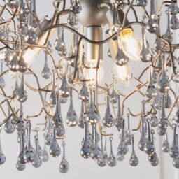 Loops Mutli Arm Ceiling Pendant Light Fitting - Aged Silver & Glass Teardrop Details in Metallics - thumbnail 5