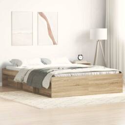Berkfield Home Bed Frame Sonoma Oak 160x200 cm in Light Tan - thumbnail 2