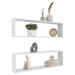 Berkfield Home Wall Cube Shelf 2 pcs White 100x15x30 cm Engineered Wood - Size: 100 x 15 x 30 cm - thumbnail 3