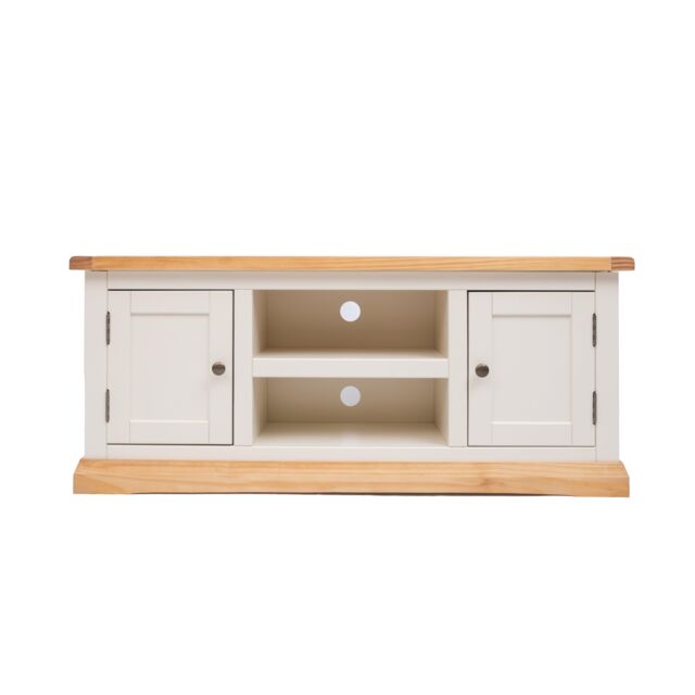 Cabinet Bits Trevi Off-White 2 Door TV Cabinet Brass Knob - image 1