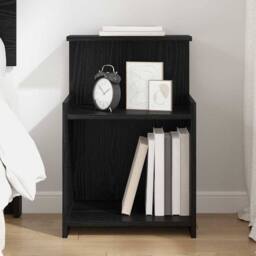 Berkfield Home Modern Bedside Cabinet in Black Oak - 40 x 35 x 60 cm - Engineere - thumbnail 2