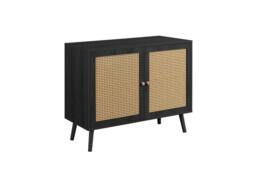 Birlea Croxley 2 Door Sideboard Black Rattan Storage Cabinet - thumbnail 5