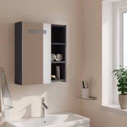 Berkfield Home Durable Bathroom Mirror Cabinet with LED Light Grey 45x13x52 cm - Size: 45 x 13 x 52 cm - thumbnail 1