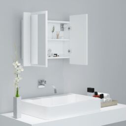 Berkfield Home LED Bathroom Mirror Cabinet White 60x12x45 cm - Size: 60 x 12 x 45 cm - thumbnail 6