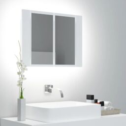 Berkfield Home LED Bathroom Mirror Cabinet White 60x12x45 cm - Size: 60 x 12 x 45 cm - thumbnail 1