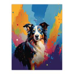 "Artery8 Wall Art Print Border Collie Dog Lover Gift Pet Portrait Colourful Artwork Painting Poster - Size: W18"" x H24""" - thumbnail 1