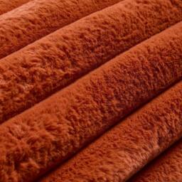 OHS Faux Fur Ribbed Round Bolster Cushion Neck Roll Pillow in Burnt Orange - thumbnail 6