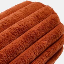 OHS Faux Fur Ribbed Round Bolster Cushion Neck Roll Pillow in Burnt Orange - thumbnail 5