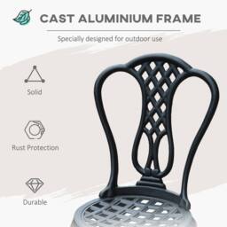 OUTSUNNY Garden Bistro Set Outdoor Table Chairs Aluminium Patio Lawn Furniture in Black - thumbnail 6