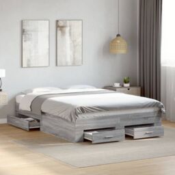 Berkfield Home Bed Frame with Drawers without Mattress Grey Sonoma 120x190 cm Small Double - thumbnail 1